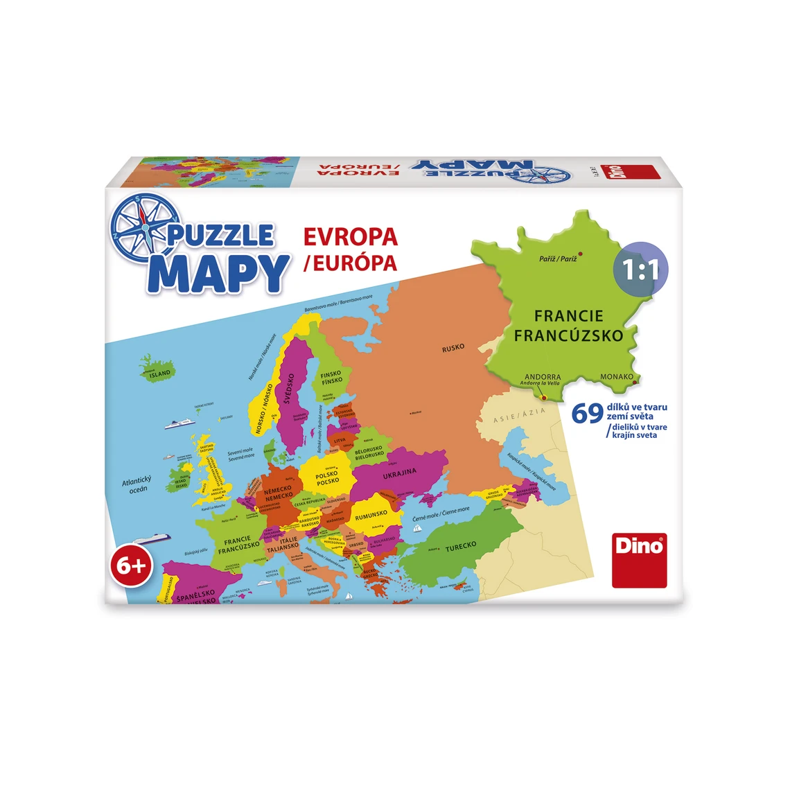 Puzzle mapy Evropa 69 dílků speciál - slide 1